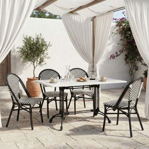 Мраморна маса Zosal с чугун в бяло-черен нюанс 110x70x71.8см