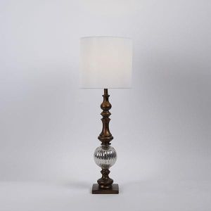 Настолна лампа от полирезин бяло-кафява 19x60см