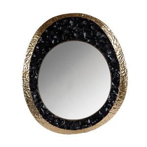 Огледало овално металик златисто - сиво 68x4x78см