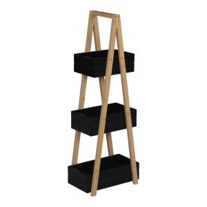 ПОДОВА ЕТАЖЕРКА TERCY БАМБУК В ЧЕРНО-ЕСТЕСТВЕН ЦВЯТ 30X18X80СМ