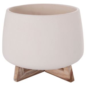 Саксия Frello Hm4674.02l от фиброцимент в стойка от бял тик 29x29x23.5всм.