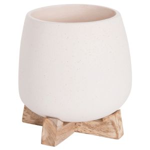 Саксия Frello Hm4674.02s от фиброцимент в стойка от бял тик 14.5x14.5x16всм.