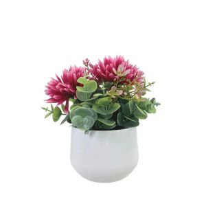 Саксия Fuchs с хризантеми и евкалипт - височина 18 см, 6/12 кутии