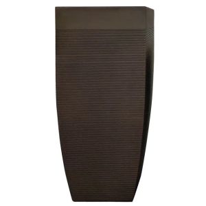 Саксия от влакноглинена саксия, тъмнокафяви раирани, висока, квадратна, извита, гигантска - 44x44x100 см