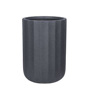 Саксия от фиберглина, черен гранит, колона, висока, голяма - Φ43.5x62см