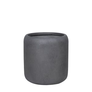 Саксия от фибърглина, сива, с въглищна буч, средна - Φ42x43см