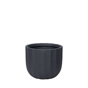 Саксия от фибърглина, черен гранит, колона, къса, средна - Φ36x30.5 см