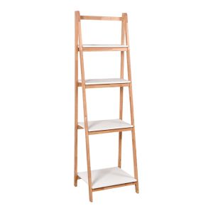 СГЪВАЕМА ПОДОВА ЕТАЖЕРКА BENWEN ОТ КАУЧУКОВО ДЪРВО-MDF В БЯЛО-ЕСТЕСТВЕН ЦВЯТ 42X34.5X140СМ