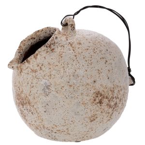 СИВА КЕРАМИЧНА ВАЗА И ТЕЛЕНА ДРЪЖКА 24X24X26 СМ