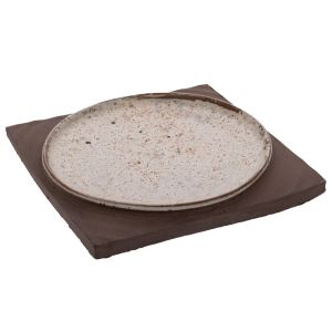 СИВА КЕРАМИЧНА ЧИНИЯ С ЧЕРНА ОСНОВА 22X22X2,5 СМ