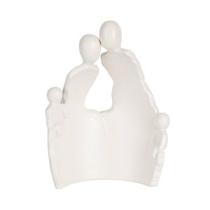 Скулптура керамична семейна бяла 14.2x8x19.5см