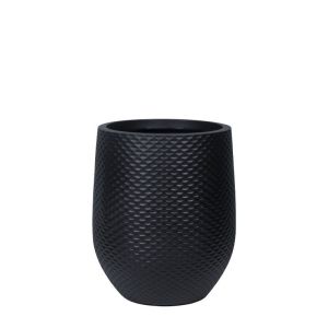 Средна саксия от фиберглина, плаваща черна - Φ37x45см