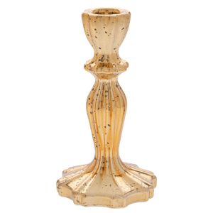 СТЪКЛЕН ЗЛАТИСТ СВЕЩНИК 8.3X15.5СМ.