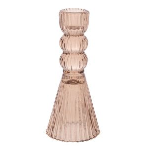 СТЪКЛЕН СВЕТЛОКАФЯВ СВЕЩНИК 6.2X15СМ.