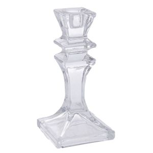 СТЪКЛЕН СВЕЩНИК 7.7X7.7X15.5СМ.