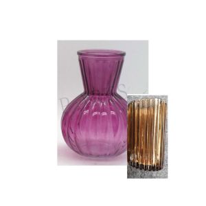 СТЪКЛЕНА СВЕТЛОКАФЯВА ВАЗА 15.1X14.8 СМ.