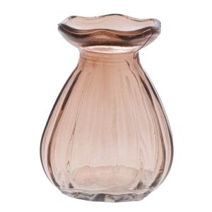 СТЪКЛЕНА СВЕТЛОКАФЯВА ВАЗА 6.7X8.7СМ.