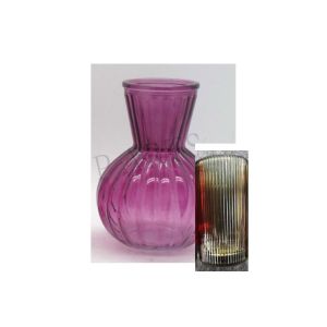 СТЪКЛЕНА СИВА ВАЗА 15.1X14.8 СМ.