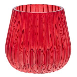 СТЪКЛЕНА ЧЕРВЕНА МАЛКА ВАЗА 8.1X7.4СМ.