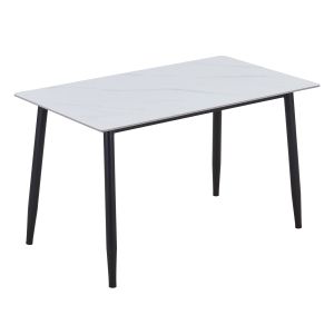 Трапезарна маса Oslo, черно боядисан метал - синтерован камък, бял мрамор