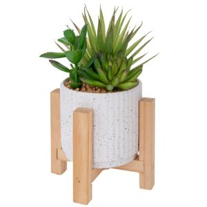 ТРЕВА В КЕРАМИЧНА САКСИЯ НА ДЪРВЕНИ КРАКА 10X9X18 СМ