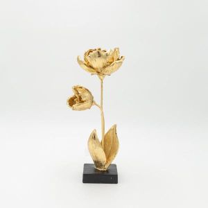 Цветя от полирезин златисто - черно 10.5x10.5x27.5см