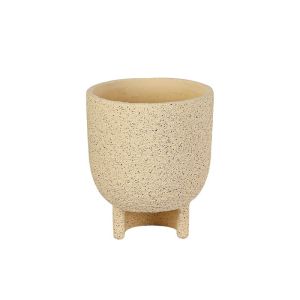 Циментова саксия, бежова, кръгла, загре, с основа Φ17x20см - 6/кутия