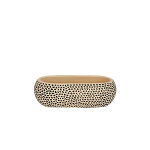 Циментова саксия, бежово-черна, малка саксия на точки, 22x11x7см - 1/16kib