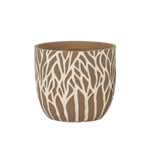 Циментова санджа кафяво-бяла кръгла дървесови клони Φ22x20см - 1/4куб