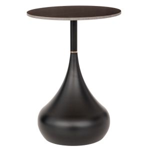 ЧЕРНА МЕТАЛНА КРЪГЛА МАСА С ЧЕРНА КЕРАМИЧНА ПОВЪРХНОСТ (МРАМОРЕН ЕФЕКТ) D40X52CM