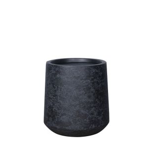 Черно 06-94822-m//комплект саксии от фибърклай/3 високи кръгли от черен гранит - M:38.5x38.5x41см 16/pal