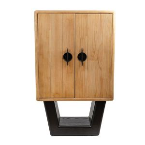 Шкаф Mdf - метален, натурален - черен 70x35x114см