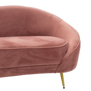 3-seater sofa Amora in velvet - gold metal 180x81x77cm