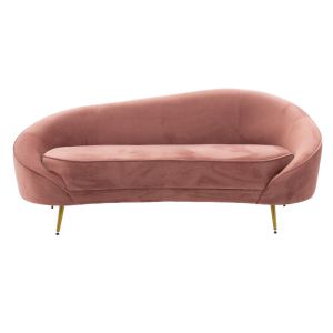 3-seater sofa Amora in velvet - gold metal 180x81x77cm