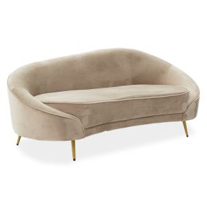 Three-seater sofa Amora plush beige with gold metal legs 180x81x77cm