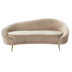Three-seater sofa Amora plush beige with gold metal legs 180x81x77cm