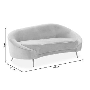 Three-seater sofa Amora plush beige with gold metal legs 180x81x77cm