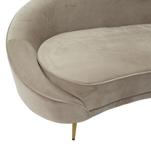 Three-seater sofa Amora plush beige with gold metal legs 180x81x77cm