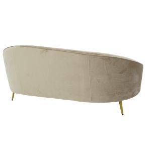 Three-seater sofa Amora plush beige with gold metal legs 180x81x77cm