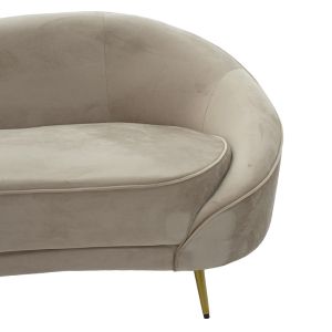 Three-seater sofa Amora plush beige with gold metal legs 180x81x77cm