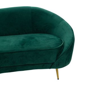Amora three-seater sofa, plush, dark green, with gold metal legs, 180x81x77cm