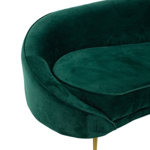 Amora three-seater sofa, plush, dark green, with gold metal legs, 180x81x77cm