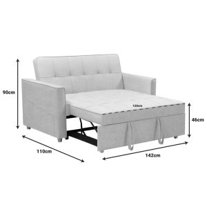 2-seater sofa Commit fabric in beige-gray color 142x93x90cm