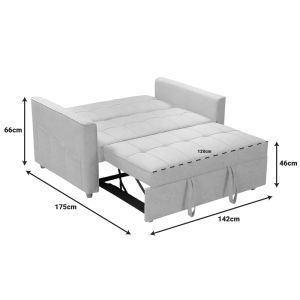 2-seater sofa Commit fabric in beige-gray color 142x93x90cm