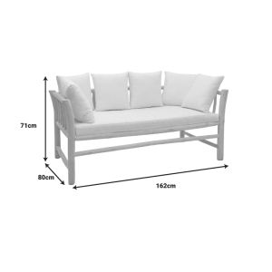 2-seater sofa Dranjere natural teak wood with beige fabric 162x80x71cm