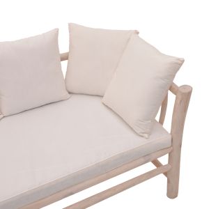 2-seater sofa Dranjere natural teak wood with beige fabric 162x80x71cm
