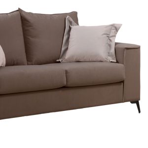2-seater sofa Verona, mocha mousse fabric, cream cushions, 173x93x100cm