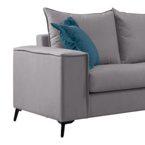 2-seater sofa Verona light gray fabric with blue pillows 173x93x100cm
