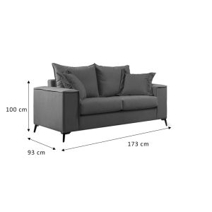 2-seater sofa Verona mint fabric with cream cushions 173x93x100cm