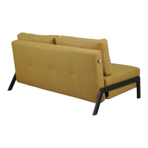 2-местен разтегателен диван Fancy с плат в жълт цвят и черни крака 150x92x77см